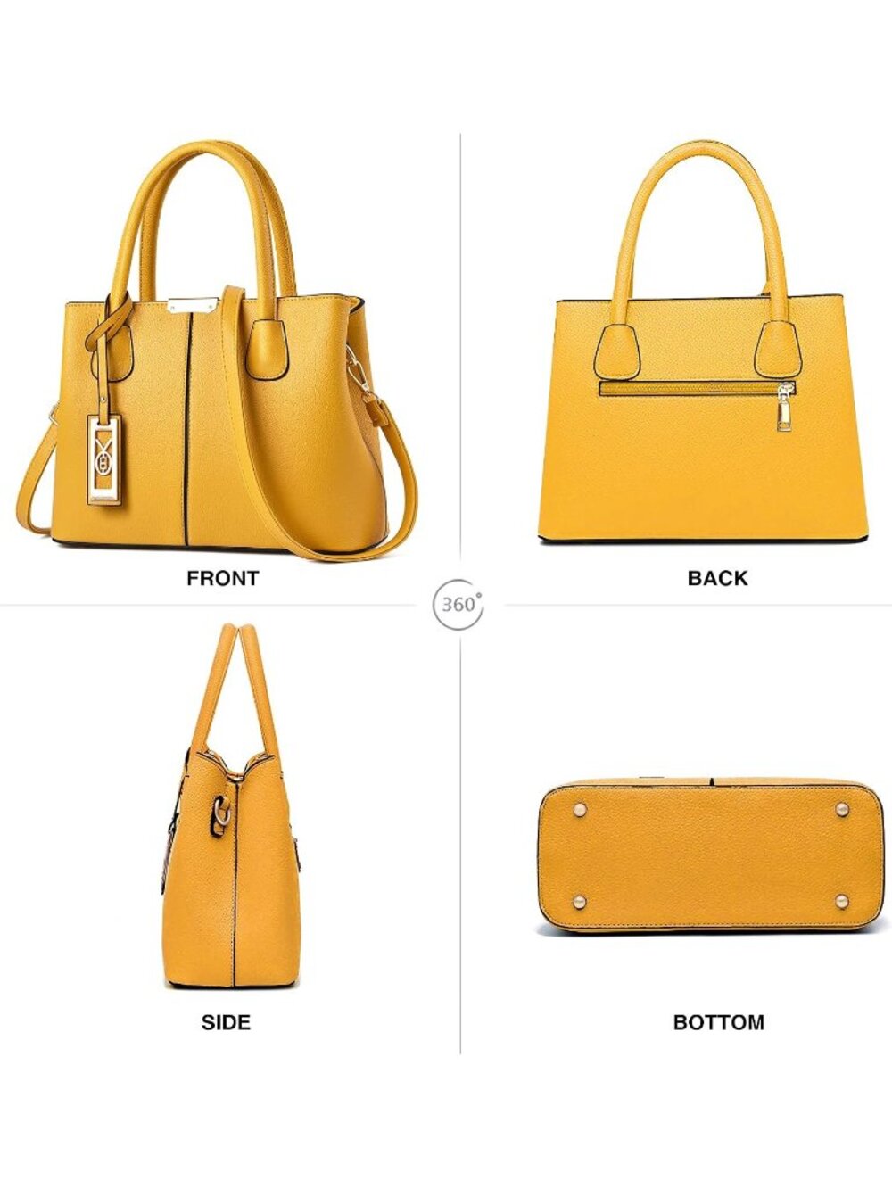 〽️Women's Yellow Top Handle Satchel Shoulder Strap Purses Fashion Travel Handbag - Picture 4 of 7